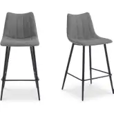 Alibi Bar Stool in Dark Grey Fabric & Black Steel (Set of 2)