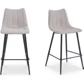 Alibi Bar Stool in Beige Fabric & Black Steel (Set of 2)