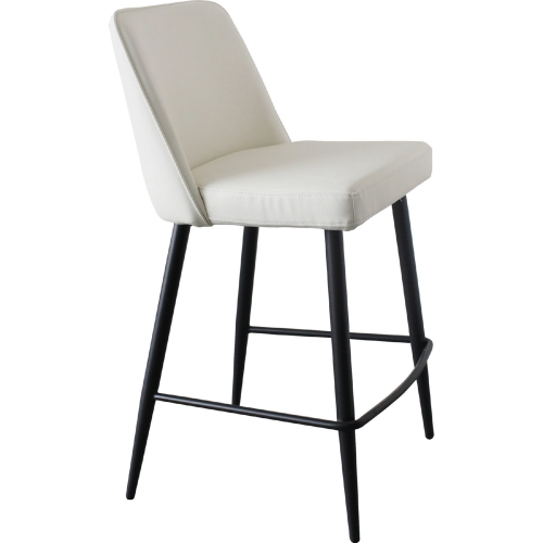 Emelia Counter Stool Ivory Leatherette on Metal Legs