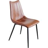 Alibi Dining Chair in Brown Leatherette & Black Metal (Set of 2)