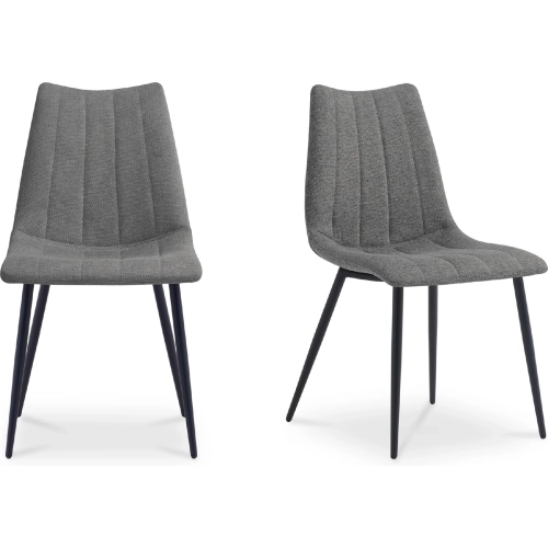 Alibi Dining Chair Dark Grey Fabric & Black Metal (Set of 2)