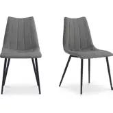 Alibi Dining Chair Dark Grey Fabric & Black Metal (Set of 2)