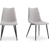 Alibi Dining Chair Beige Fabric & Black Metal (Set of 2)