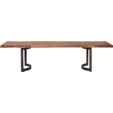 Bent 98" Dining Table in Smoked Acacia Wood & Iron