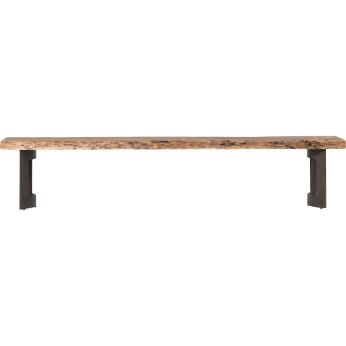 Bent 108" Dining Bench in Smoked Acacia on Iron