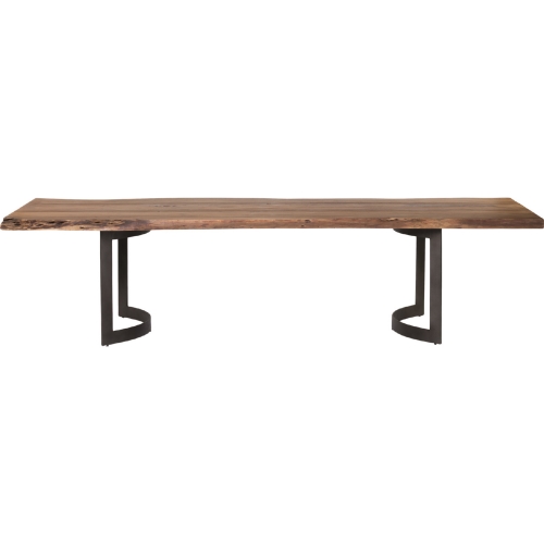 Bent 76" Dining Table in Smoked Acacia on Steel Legs
