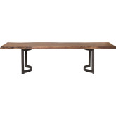 Bent 76" Dining Table in Smoked Acacia on Steel Legs