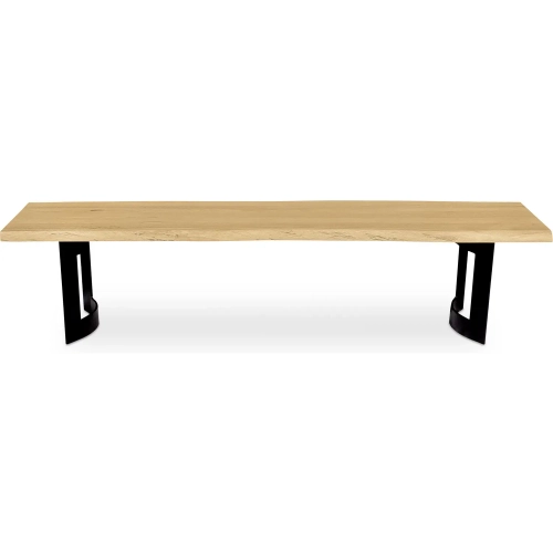 Bent 76" Dining Bench in Live Edge Natural Oak & Iron