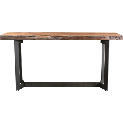 Bent Console Table in Smoked Acacia on Iron