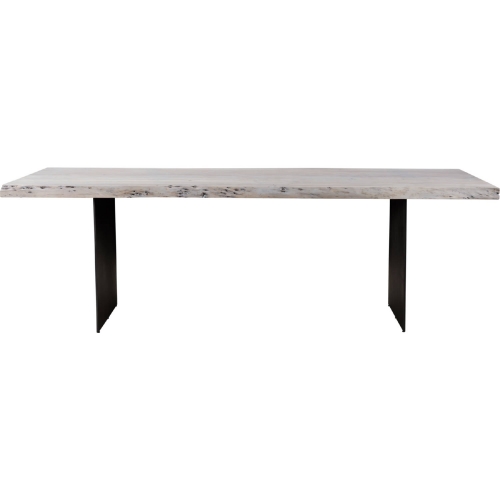 Evans 94" Dining Table in White Washed Live Edge Wood on Iron