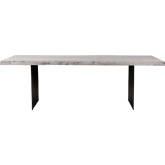 Evans 94" Dining Table in White Washed Live Edge Wood on Iron