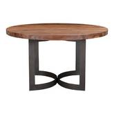 Bent 54" Round Dining Table in Smoked Acacia Wood & Metal