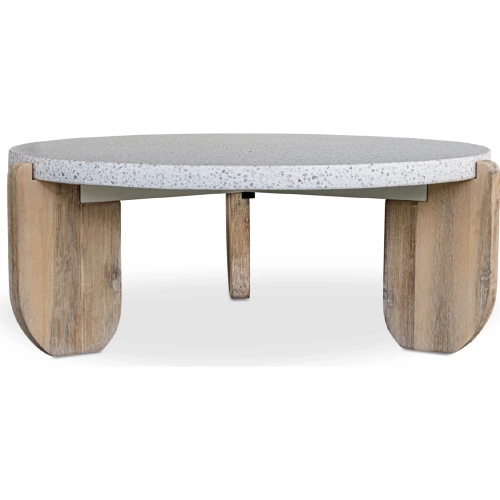 Wunder Coffee Table in White Terrazzo & Acacia Wood