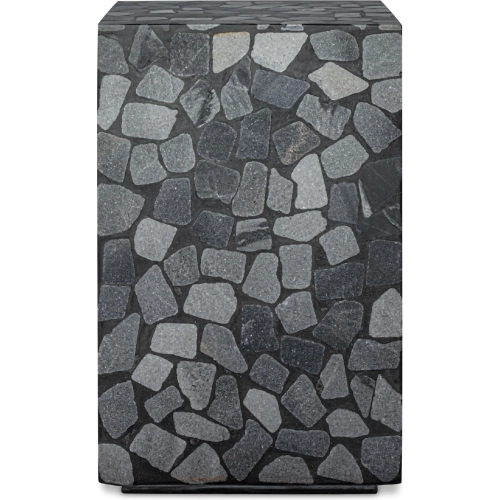 Kiri Outdoor Side Table in Polished Black Marble & Concrete