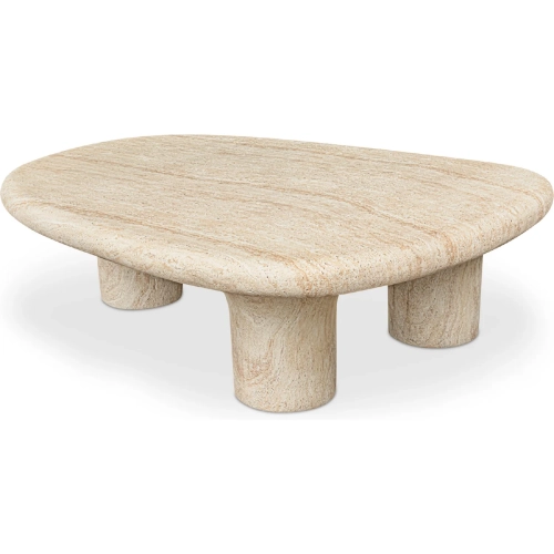 Warby Outdoor Coffee Table in Beige Faux Travertine Cement