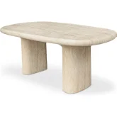 Warby Outdoor 78" Dining Table in Beige Faux Travertine Cement