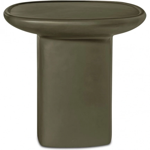 Manon Outdoor Side Table in Deep Green Concrete & Fiberglass