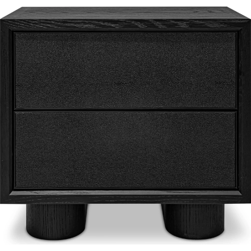 Marcelle 2 Drawer Nightstand in Black Poly Shagreen & Black Wood