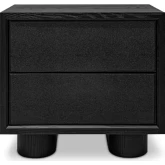 Marcelle 2 Drawer Nightstand in Black Poly Shagreen & Black Wood