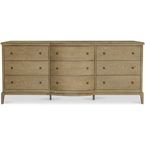 Sadie 9 Drawer Dresser in Wire Brushed Brown Oak Wood