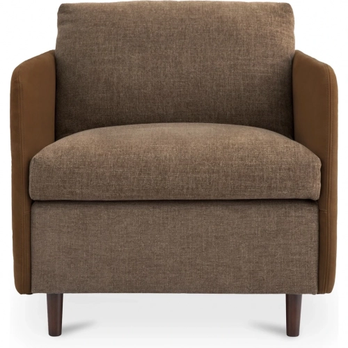Teller Accent Chair in Brown Fabric & Brown Top Grain Leather