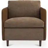 Teller Accent Chair in Brown Fabric & Brown Top Grain Leather