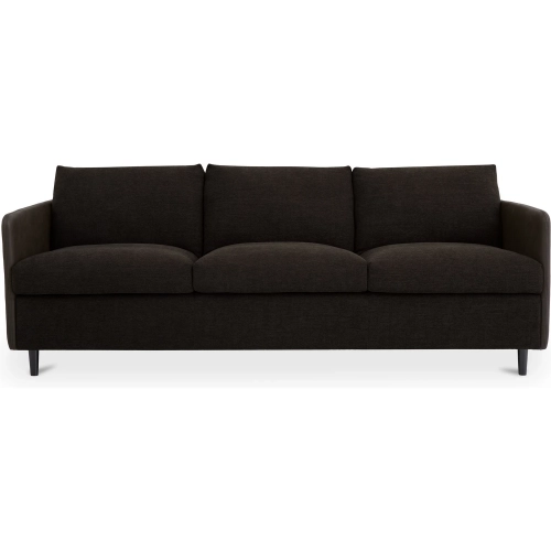 Teller Sofa in Warm Black Fabric & Black Top Grain Leather