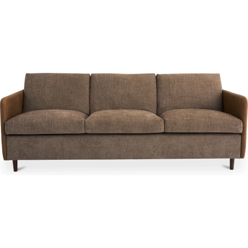 Teller Sofa in Brown Fabric & Brown Top Grain Leather