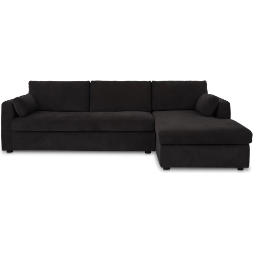 Burrow Sleeper Sectional Sofa w/ Right Facing Storage Chaise in Black Fabric