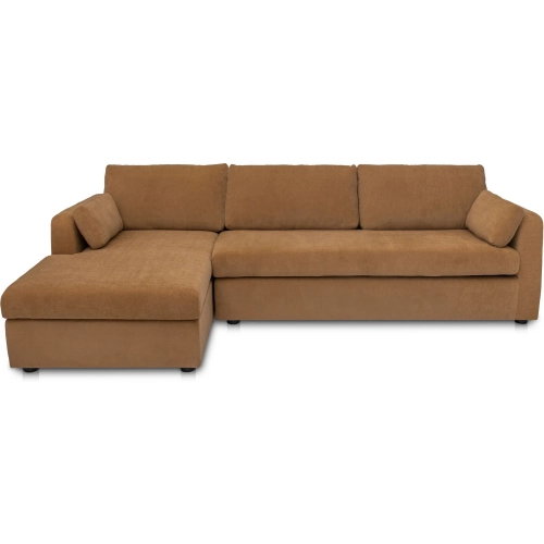 Burrow Sleeper Sectional Sofa w/ Left Facing Storage Chaise in Ginger Brown Fabric