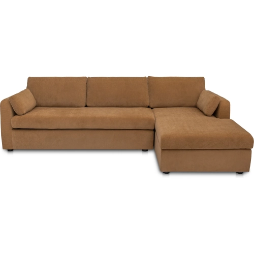 Burrow Sleeper Sectional Sofa w/ Right Facing Storage Chaise in Ginger Brown Fabric