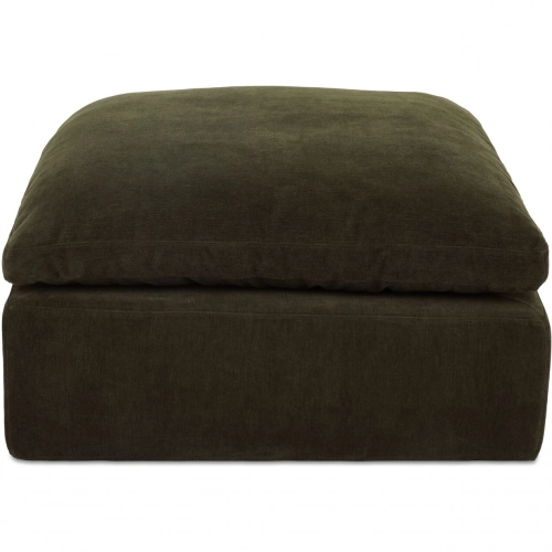 Cates Modular Sectional Unit Ottoman in Dark Green Fabric