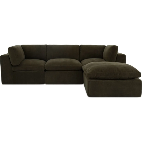 Cates 4-Piece Lounge Modular Sectional Sofa in Dark Green Fabric