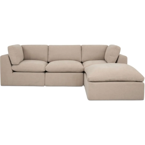 Cates 4-Piece Lounge Modular Sectional Sofa in Pebble Beige Fabric