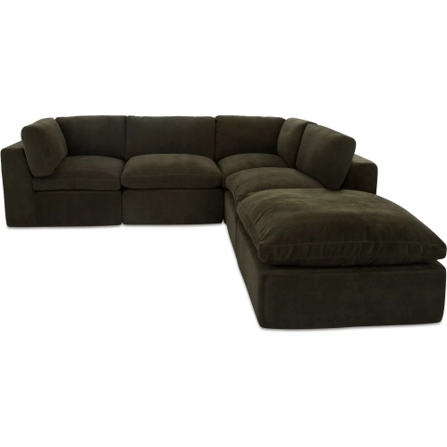 Cates 5-Piece Dream Modular Sectional Sofa in Dark Green Fabric
