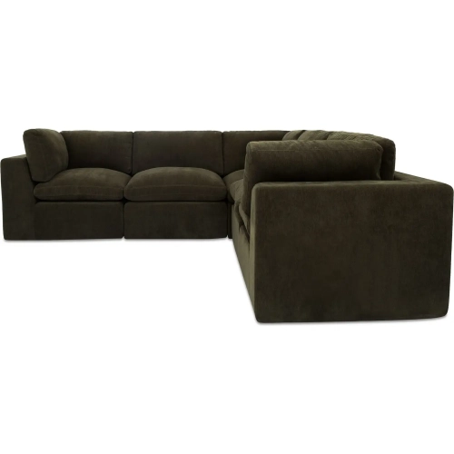 Cates 5-Piece Classic L Modular Sectional Sofa in Dark Green Fabric