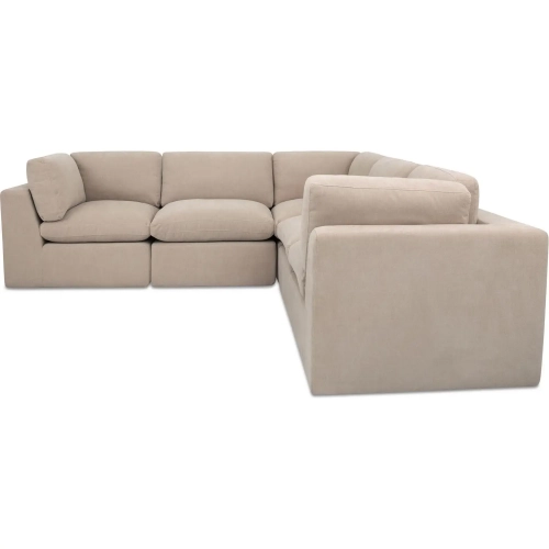 Cates 5-Piece Classic L Modular Sectional Sofa in Pebble Beige Fabric