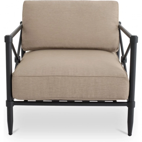 Willow Outdoor Accent Chair in Light Brown Fabric & Metal