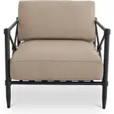 Willow Outdoor Accent Chair in Light Brown Fabric & Metal