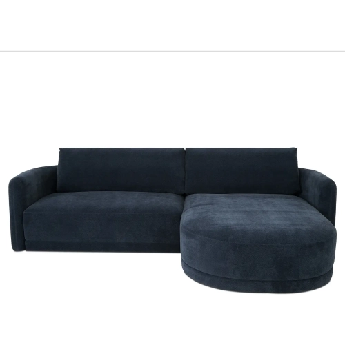 Emmy Sectional Sofa with Right Chaise in Dark Blue Fabric