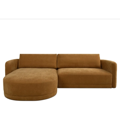 Emmy Sectional Sofa with Left Chaise in Ginger Brown Fabric