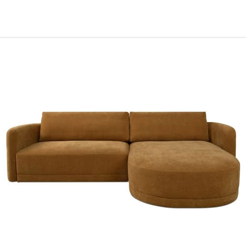 Emmy Sectional Sofa with Right Chaise in Ginger Brown Fabric
