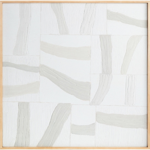 Configured Painting in Neutral Colors with Wood Frame