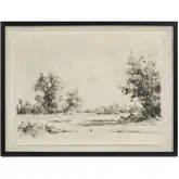 Briar Framed Countryside Landscape Print on Linen in Multicolor