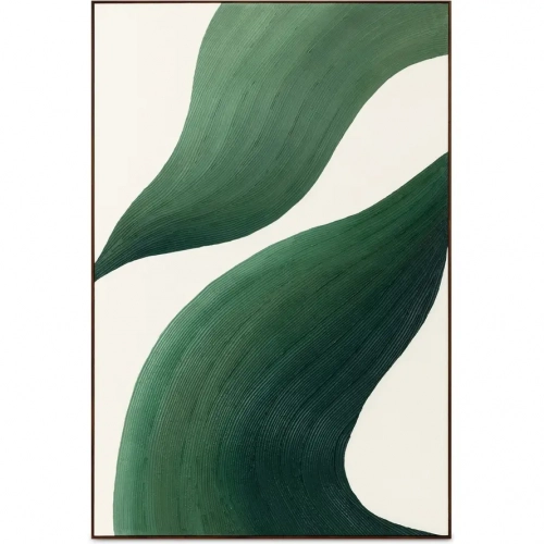 Drift Abstract Framed Canvas Painting in Green & Multicolor