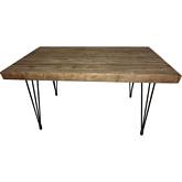 Boneta Dining Table Small in Distressed Natural Pine & Iron