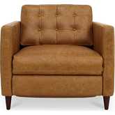 Bridgers Power Recliner Chair in Tufted Tan Brown Top Grain Leather