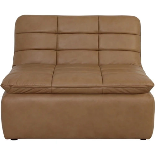 Lino Slipper Chair Modular Sectional Sofa Unit in Tufted Tan Leather Top Grain Leather