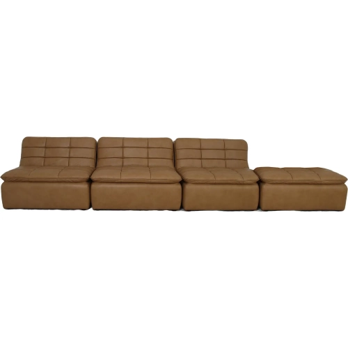Lino Lounge Modular Sectional Sofa in Tufted Tan Top Grain Leather
