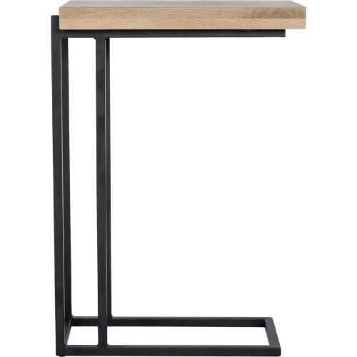 Mila C Shape Side Table in White Oil Oak & Black Metal